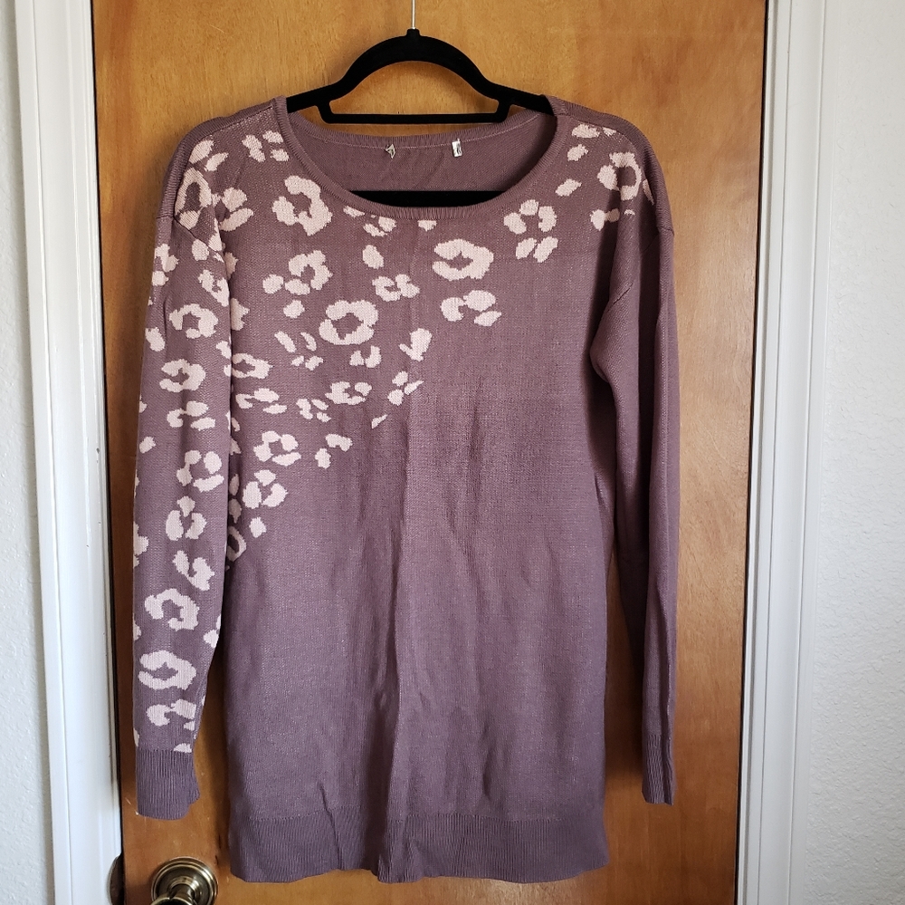 Joules Lightweight Neutral Pullover Knit Sweater Asymmetrical Print